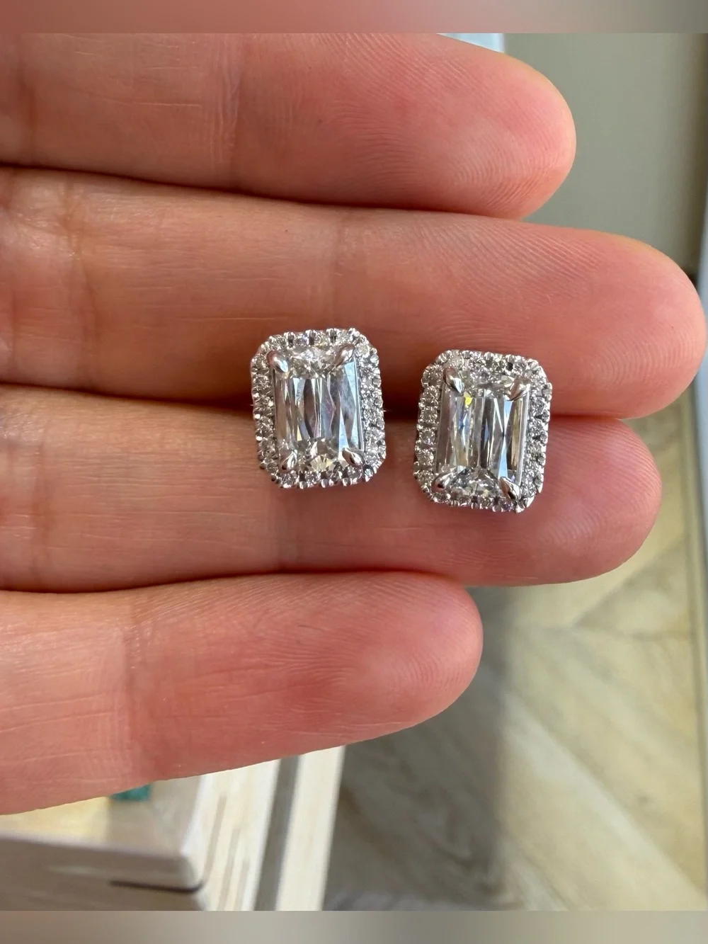 Lab Grown Crisscut Diamond Stud Earrings.